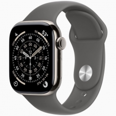 Apple Watch Series 11 GPS + Cellular, 42 мм Natural Titanium Case with Stone Gray Sport Band, S/M